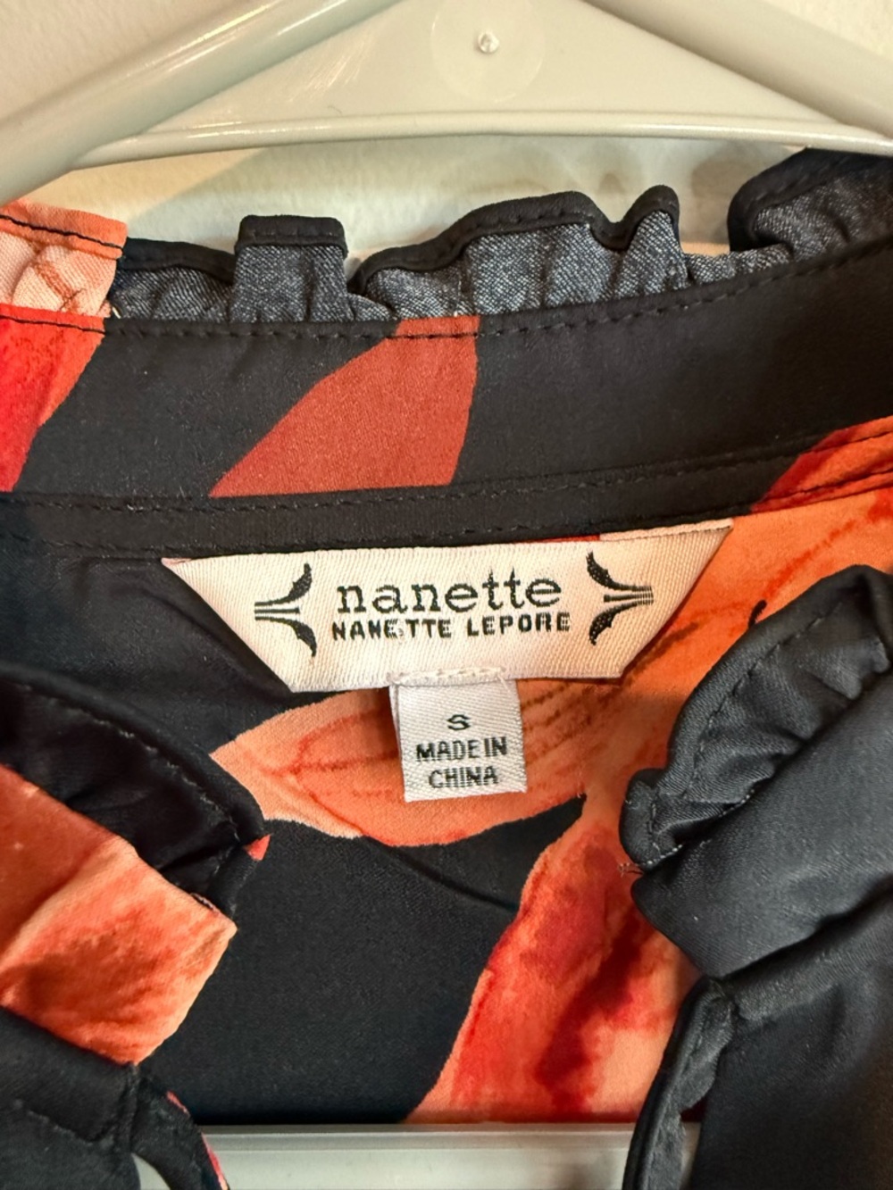Nanette Lepore Black Blouse with Orange Floral Print NWT - Picture 3 of 9